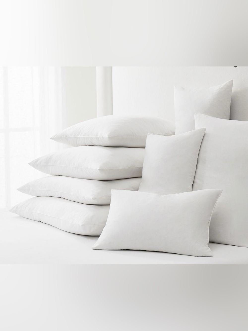 Down feather square pillow inserts sold as set